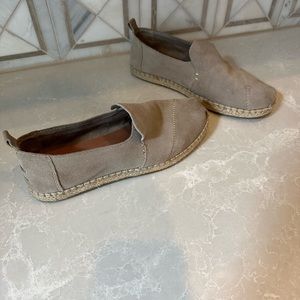 Toms suede slip ons. Size 7.5  Color Taupe